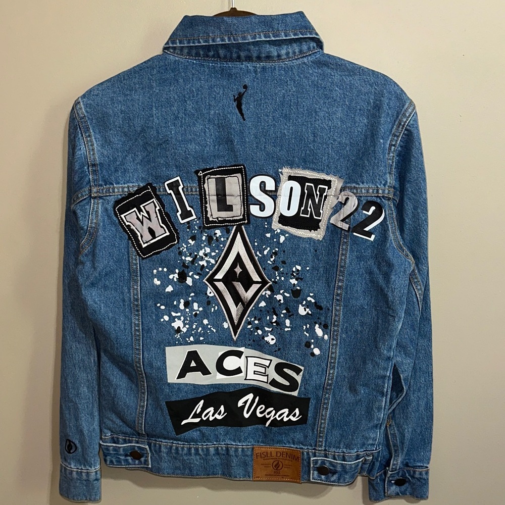 WNBA A’ja Wilson Denim Jacket with Graphic Design